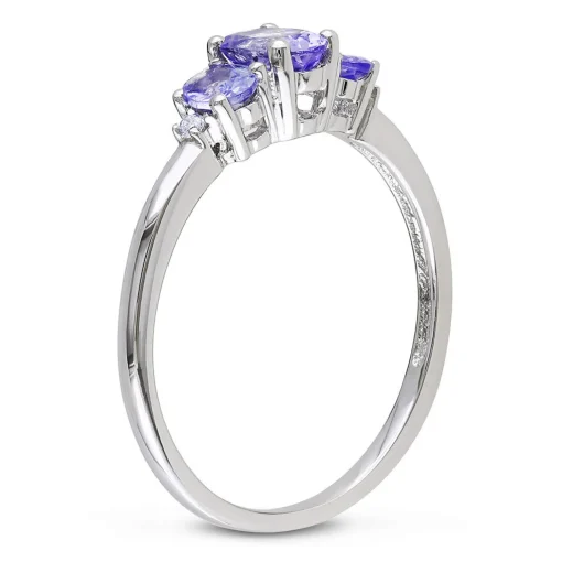 Tanzanite & Diamond Ring In 10K White Gold