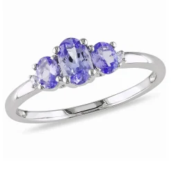 Tanzanite & Diamond Ring In 10K White Gold