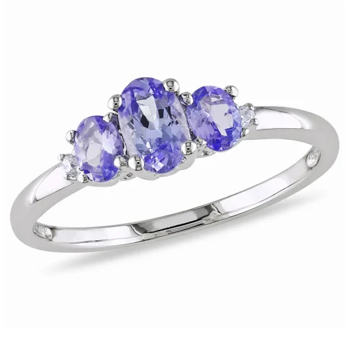 Tanzanite & Diamond Ring In 10K White Gold