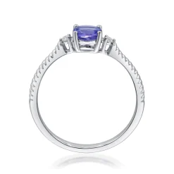 Tanzanite And Diamond Accent Stack Ring In 10K White Gold