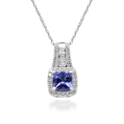 Tanzanite And Diamond Pendant In 14K White Gold (3/8 Ct. Tw.)
