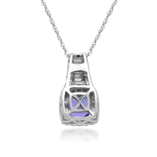 Tanzanite And Diamond Pendant In 14K White Gold (3/8 Ct. Tw.)