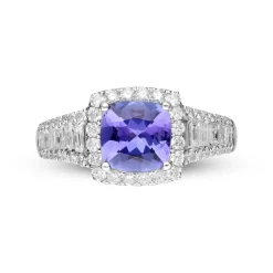 Tanzanite And Diamond Ring In 14K White Gold (7/8 Ct. Tw.)
