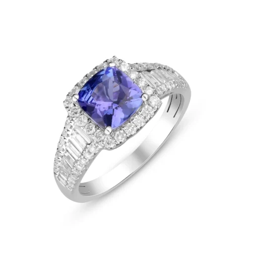 Tanzanite And Diamond Ring In 14K White Gold (7/8 Ct. Tw.)