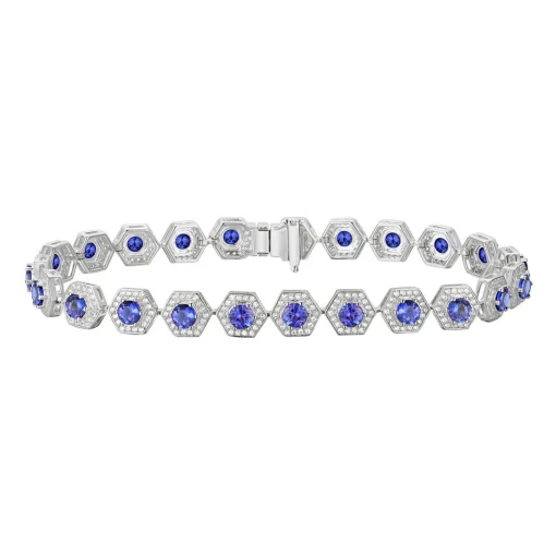 Tanzanite And Lab Created White Sapphire Bracelet In Sterling Silver
