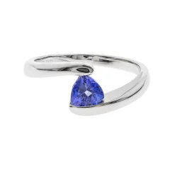 Tanzanite Triangle Bypass Ring In Sterling Silver