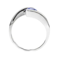 Tanzanite Triangle Bypass Ring In Sterling Silver