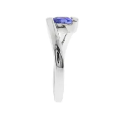 Tanzanite Triangle Bypass Ring In Sterling Silver