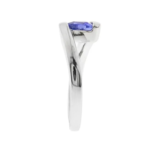Tanzanite Triangle Bypass Ring In Sterling Silver
