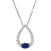 Teardrop Lab Created Blue & White Sapphire Pendant In 10K White Gold