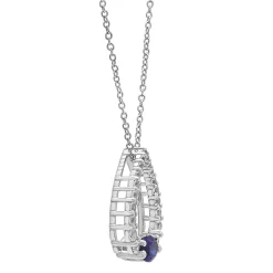 Teardrop Lab Created Blue & White Sapphire Pendant In 10K White Gold