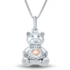 Teddy Bear Pendant With Diamond Accents In Sterling Silver & 14K Rose Gold