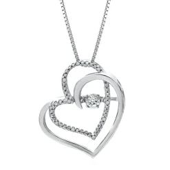 The Beat Of Your Heart® Diamond Double Heart Pendant In Sterling Silver