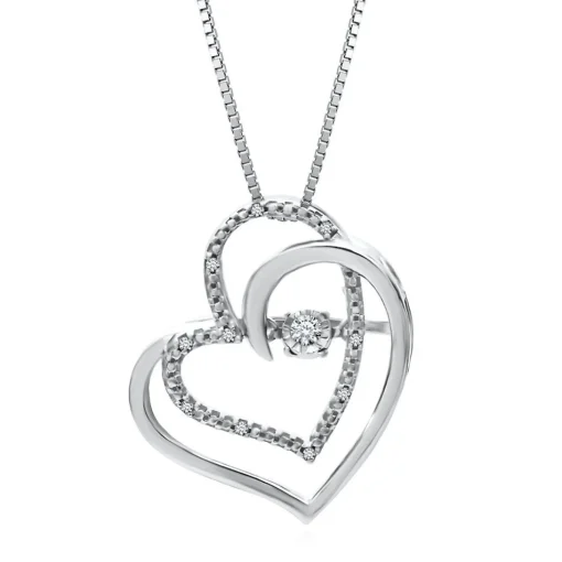The Beat Of Your Heart® Diamond Double Heart Pendant In Sterling Silver