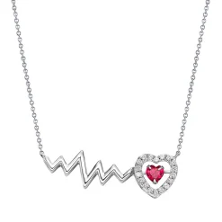 The Beat Of Your Heart® Lab Created Ruby & Lab Created White Sapphire Heart Pendant In Sterling Silver