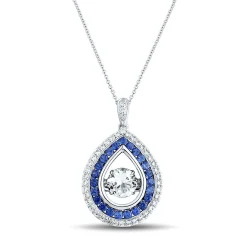 The Beat Of Your Heart® Lab Created Blue & White Sapphire Pendant In Sterling Silver