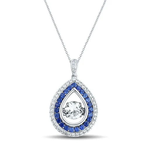 The Beat Of Your Heart® Lab Created Blue & White Sapphire Pendant In Sterling Silver