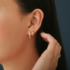 Thin Huggie Hoop Earrings In Vermeil, 18Mm