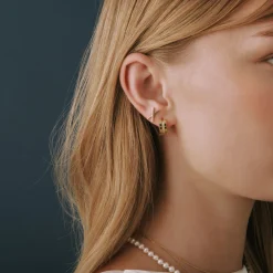 Thin 'X' Stud Earrings In Vermeil