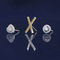 Thin 'X' Stud Earrings In Vermeil