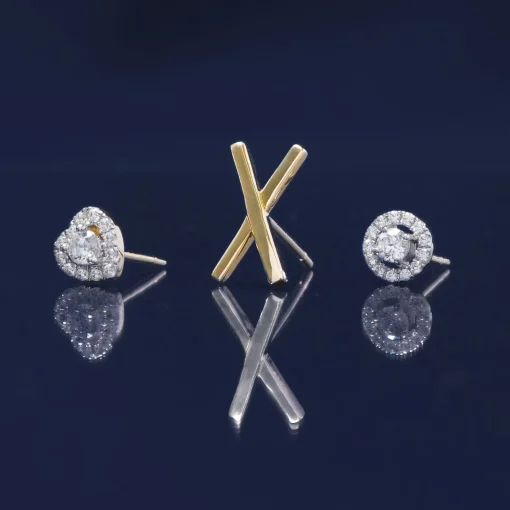 Thin 'X' Stud Earrings In Vermeil
