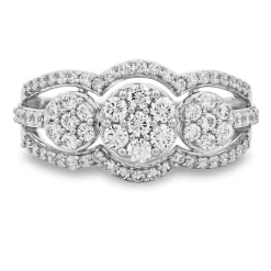 Three-Cluster Diamond Ring In 10K White Gold (1 Ct. Tw.)