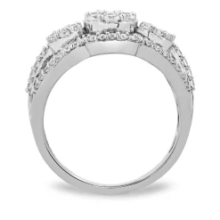 Three-Cluster Diamond Ring In 10K White Gold (1 Ct. Tw.)