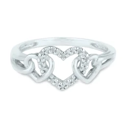 Three-Heart Ring With Diamond Accents In 10K White Gold