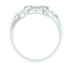 Three-Heart Ring With Diamond Accents In 10K White Gold