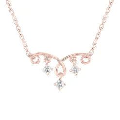 Three-Stone Diamond Accent Necklace In 10K Rose Gold