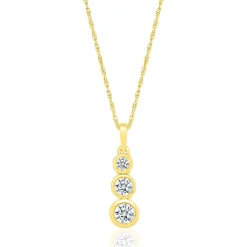 Three-Stone Diamond Pendant In 10K Yellow Gold (1/3 Ct. Tw.)