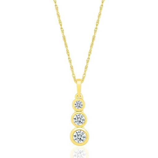 Three-Stone Diamond Pendant In 10K Yellow Gold (1/3 Ct. Tw.)