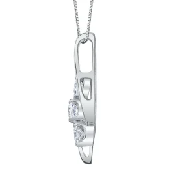 Three-Stone Diamond Pendant Swirl In 14K White Gold (1/4 Ct. Tw.)