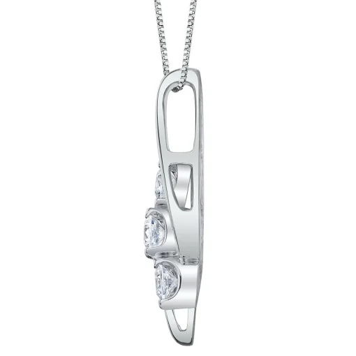 Three-Stone Diamond Pendant Swirl In 14K White Gold (1/4 Ct. Tw.)
