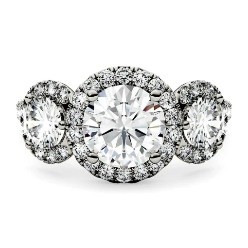 Three-Stone Moissanite Ring In 14K White Gold (2 1/10 Ct. Tw.)
