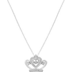 Tiara Pendant With Diamonds & Heart In Sterling Silver (1/10 Ct. Tw.)