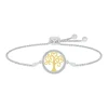 Tree Of Life Bolo Bracelet With Diamonds In Sterling Silver & 10K Yellow Gold (1/8 Ct. Tw.)