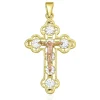 Tricolor Crucifix In 14K Gold