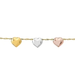 Tricolor Heart Necklace In 14K Gold