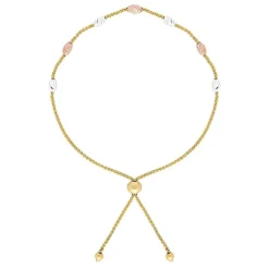Tricolor Station Bolo Bracelet In 14K Gold
