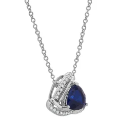 Trillion-Cut Pendant With Lab-Created Blue & White Sapphires In Sterling Silver