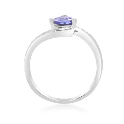Trillion-Shaped Tanzanite Ring With Diamond Accents In Sterling Silver