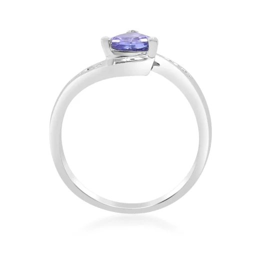 Trillion-Shaped Tanzanite Ring With Diamond Accents In Sterling Silver