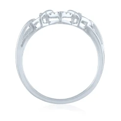 Triple Heart Ring With Diamond Accent In Sterling Silver