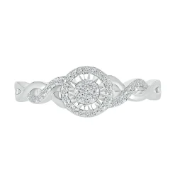 Twist Band Promise Ring With Diamond Halo In Sterling Silver (1/8 Ct. Tw.)