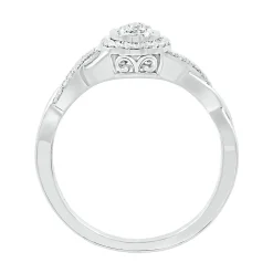 Twist Band Promise Ring With Diamond Halo In Sterling Silver (1/8 Ct. Tw.)