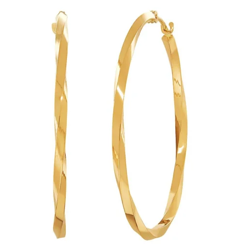 Twist Hoop Earrings In 14K Yellow Gold