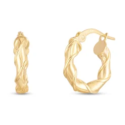 Twisted Hoop Earrings In 14K Yellow Gold