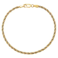 Twisted Rope Chain Bracelet In 10K Yellow And White Gold