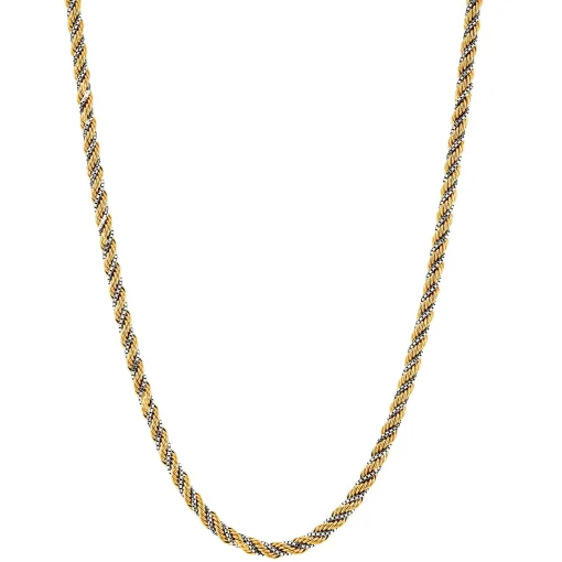 Twisted Rope Chain In 10K Yellow And White Gold